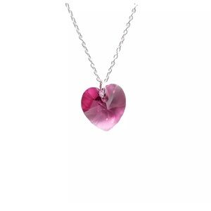 Macy's Crystal Heart Crystal 18" Pendant Necklace in Sterling Silver | Pink